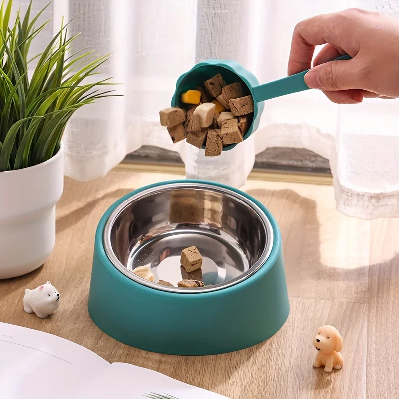 Pet Bowl, Slanted Mouth, Elevated Dog Bowl, Stainless Steel Dog Food Bowl with Bowl Rack, Water Basin, Durable and Detachable