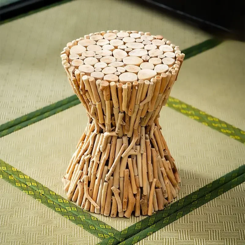 Solid wood stool creative artist home living room jewelry ornament simple handmade wooden pier American rural nature