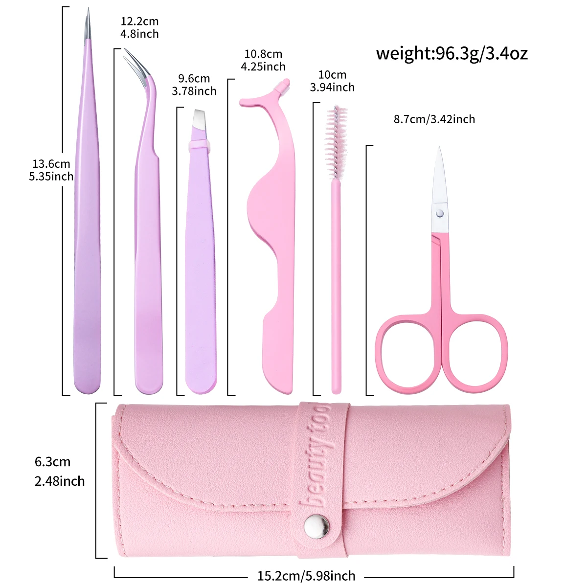 6-piece professional eyelash grafting Tool Set Eyebrow Assist folding False Eyelash curler Stainless steel tweezers clip Makeup