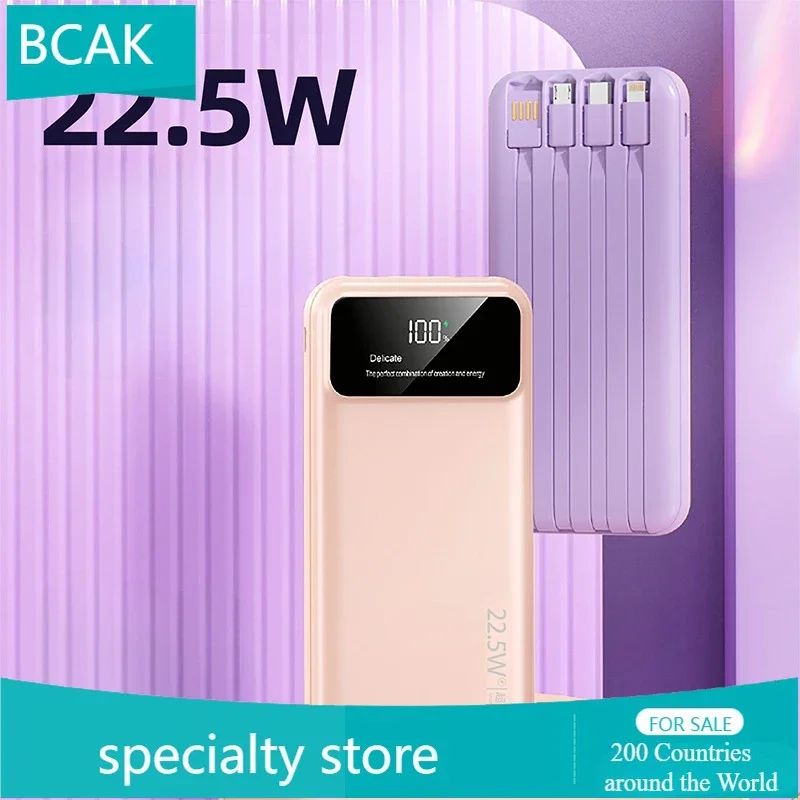 

Large Capacity Fast Universal Power Bank with Cable 20000mAh BCAK Mobile Power Supply Company Gift for Mobile Phone