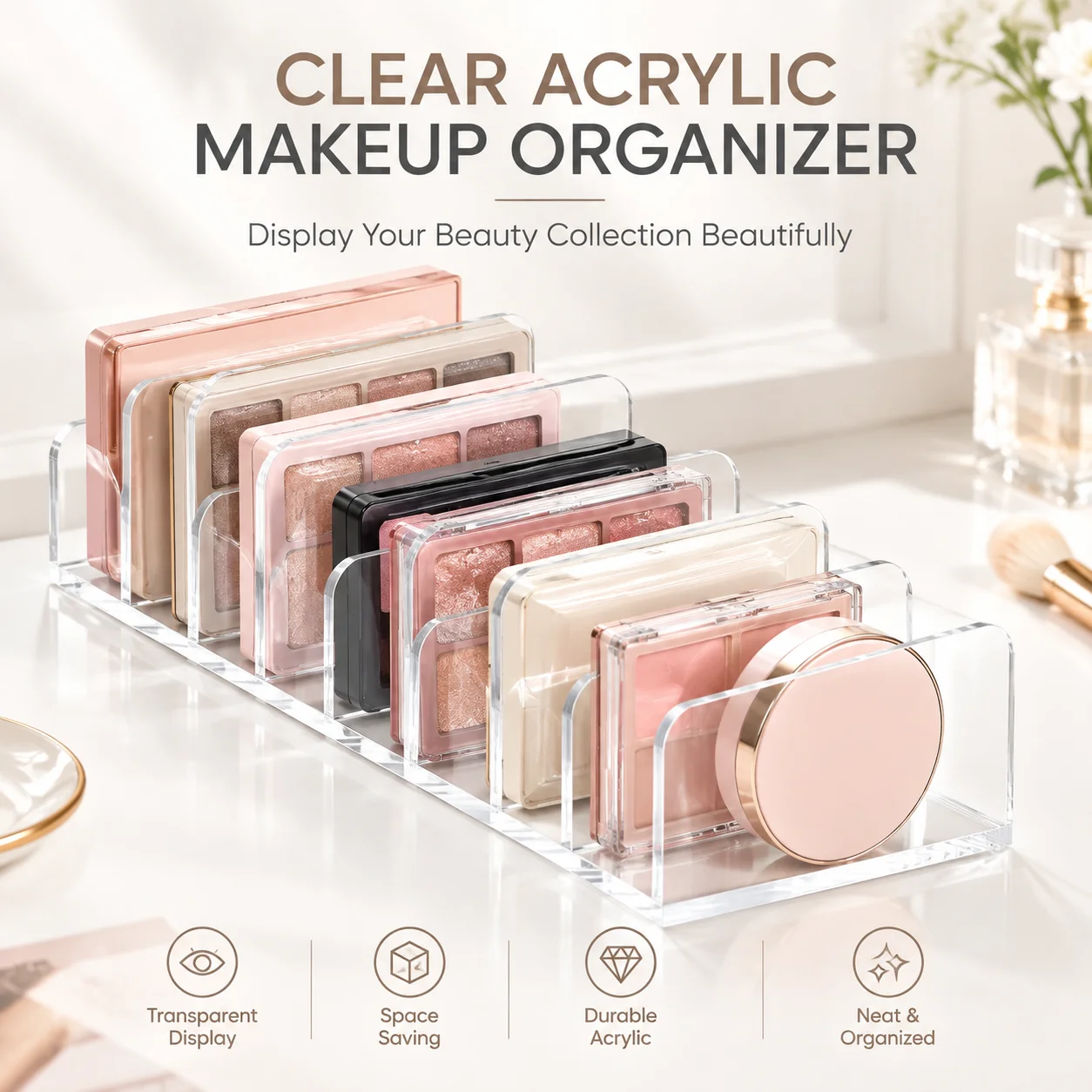 Home Office Work Table - Organizador de cosméticos transparente de plástico