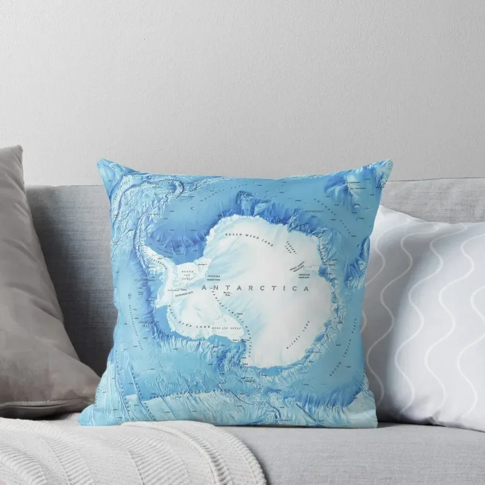 Antarctica: 2022/present - Detailed seafloor relief map ... Throw Pillow luxury decor Christmas Pillowcase pillow