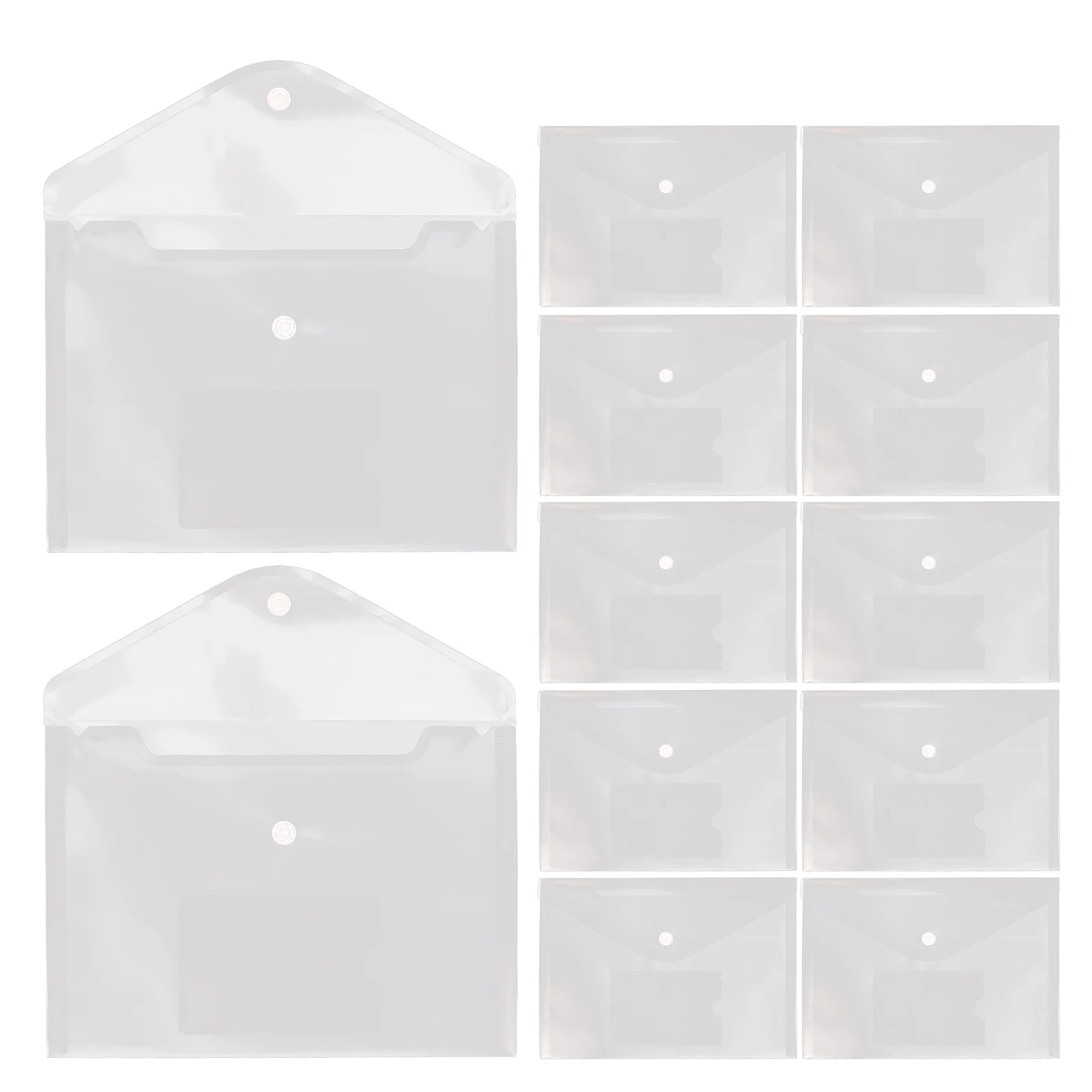 12Pcs Document Organizer Transparent Plastic A5 File Folder Card Cover Snap Button Office School Storage Organizer File Holder