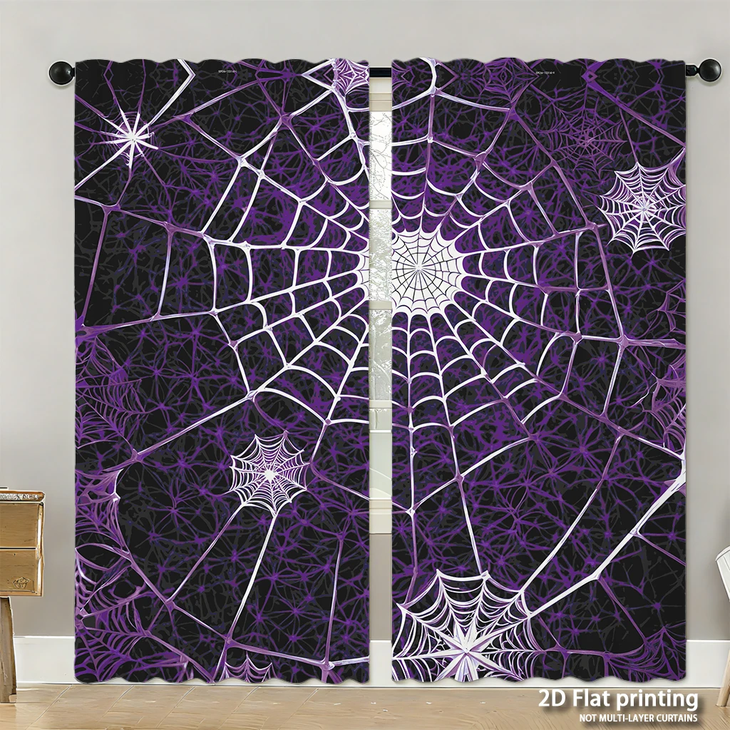 

2-piece set of high-definition digital printed curtainsPurple SpiderWeb Style CurtainHome decoration style