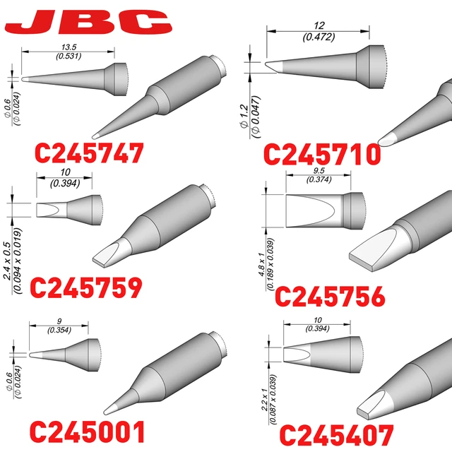 JBC Tip oryginalne groty lutownicze serii C245 profesjonalne bezołowiowe narzędzia do spawania do stacji lutowniczej JBC T245