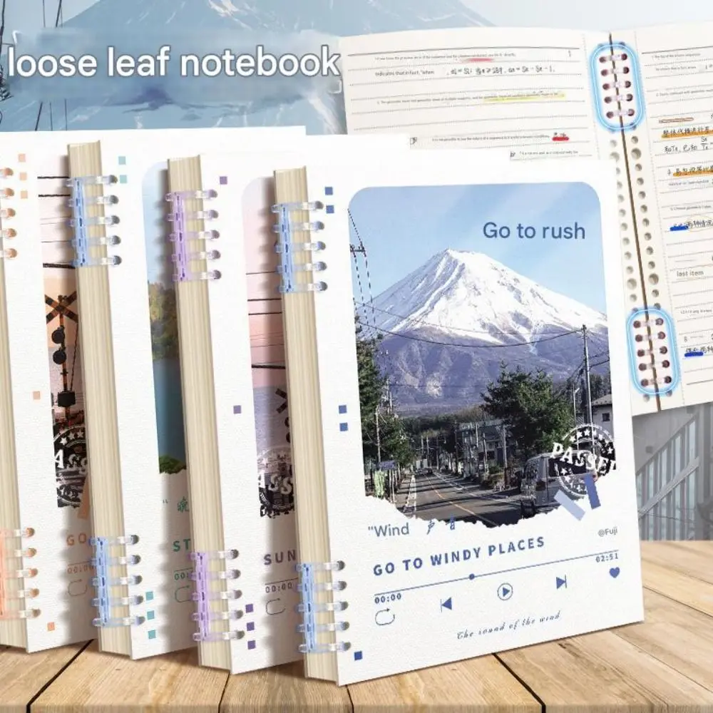 New B5/A5 Loose-Leaf Notebook Detachable Oil Paint Cover Horizontal Line Notebook 60 Sheets Hand Ledger Notepads Stationery