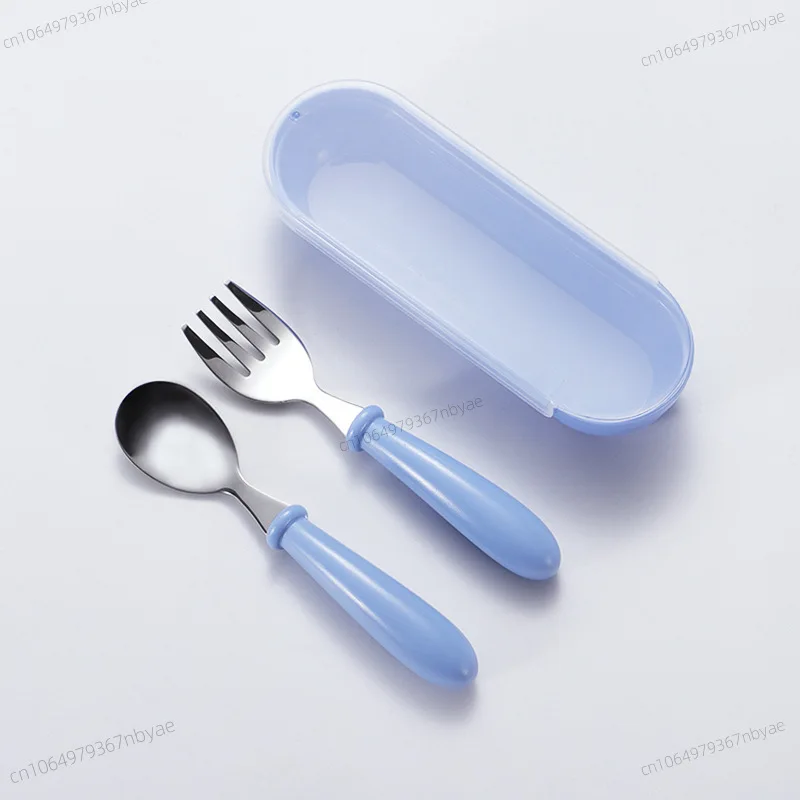 Baby Feeding Tableware Set Children Utensil Stainless Steel Toddler Dinnerware Cutlery Cartoon Infant Food Feeding Spoon Fork