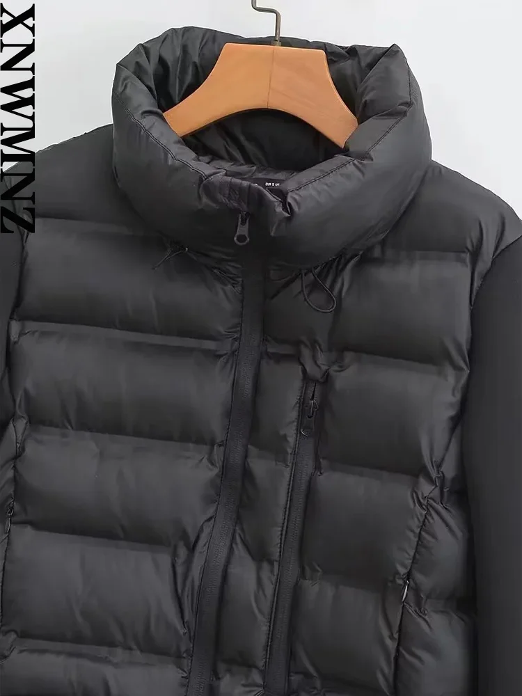 XNWMNZ-Chaqueta acolchada con parche para mujer, abrigo Cálido impermeable de cuello alto y manga larga con dobladillo ajustable, a la moda, 2023