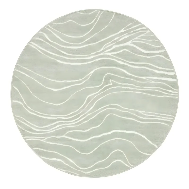Aesthetic Fluid Waves Pattern Round Rug Modern Marble Veins Circular Area Carpet