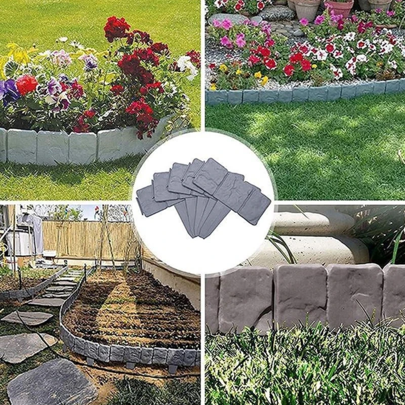 5/10/20Pcs Home Garden Border Edging Plastic Fence Stone Landscape Plant Fence