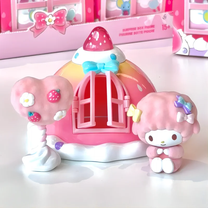 Original miniso sanrio minha melodia e meu doce piano série caixa cega modelo kawaii anime figura ornamento decoração brinquedos de mesa