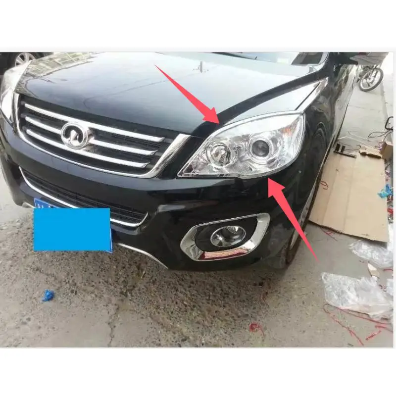 

Декоративный комплект накладок на передние фары из хромированного АБС-пластика для Great Wall H6 2011-2014