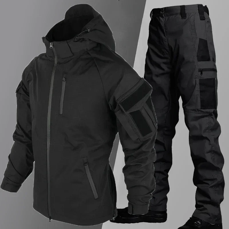 Hunting Tactical Waterproof Sets Men Special Forces Combat Training Suit Outdoor Multi-pocket Uniform Airsoft  Tracksuit