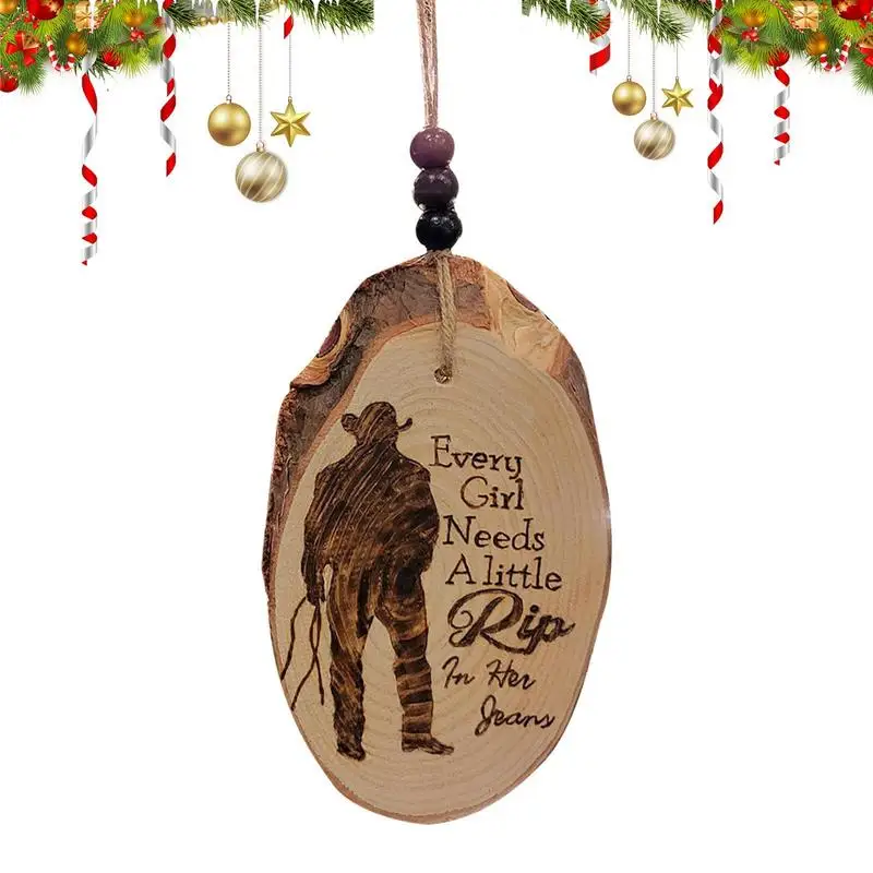 Estern Cowboy Christmas Ornaments Wooden Pendants Christmas Wooden Pendants Vintage Wood Christmas Ornaments Christmas Tree