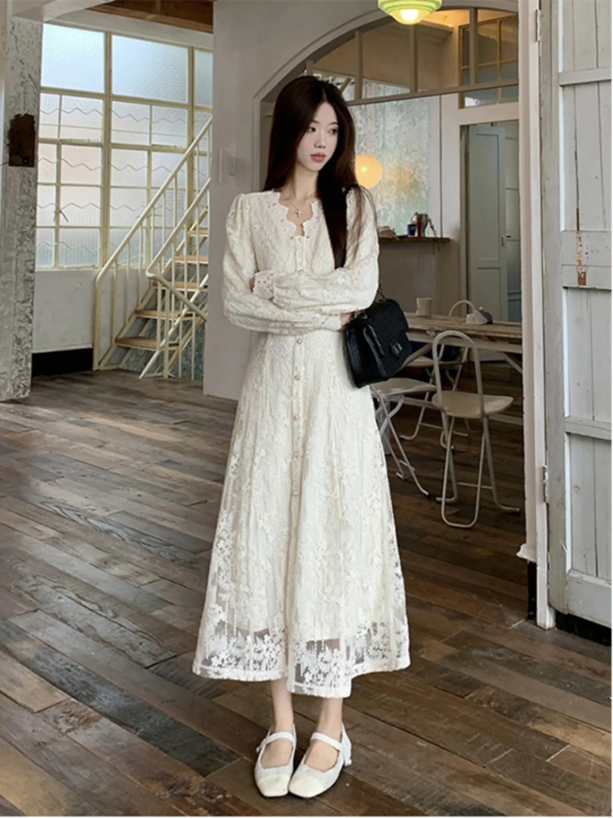 

Женская нежная кружевная юбка больших размеров Pure Desire с v-образным вырезом, длинная утягивающая юбка в Корейском стиле, трапециевидной формы с высокой талией, новинка весны