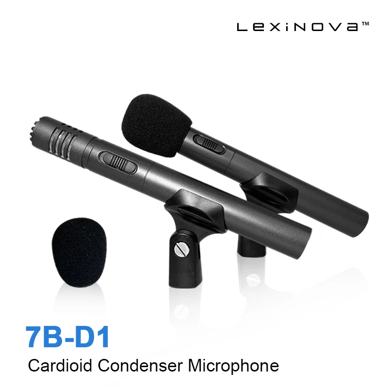 7l-d1 novo microfone condensador de lápis preto microfone de instrumento profissional com interruptor e clipe à prova de choque para gravação de desempenho