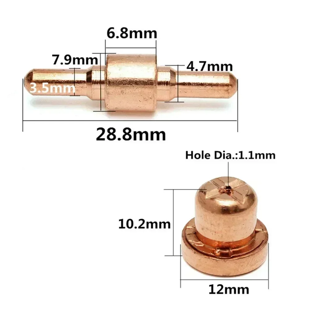 45Pcs 1.1mm Plasma Tips Electrodes Cutter Kit For LG-40 PT-31 Cutting Torch CUT40 Ring Shield Cup Welding Tool Part