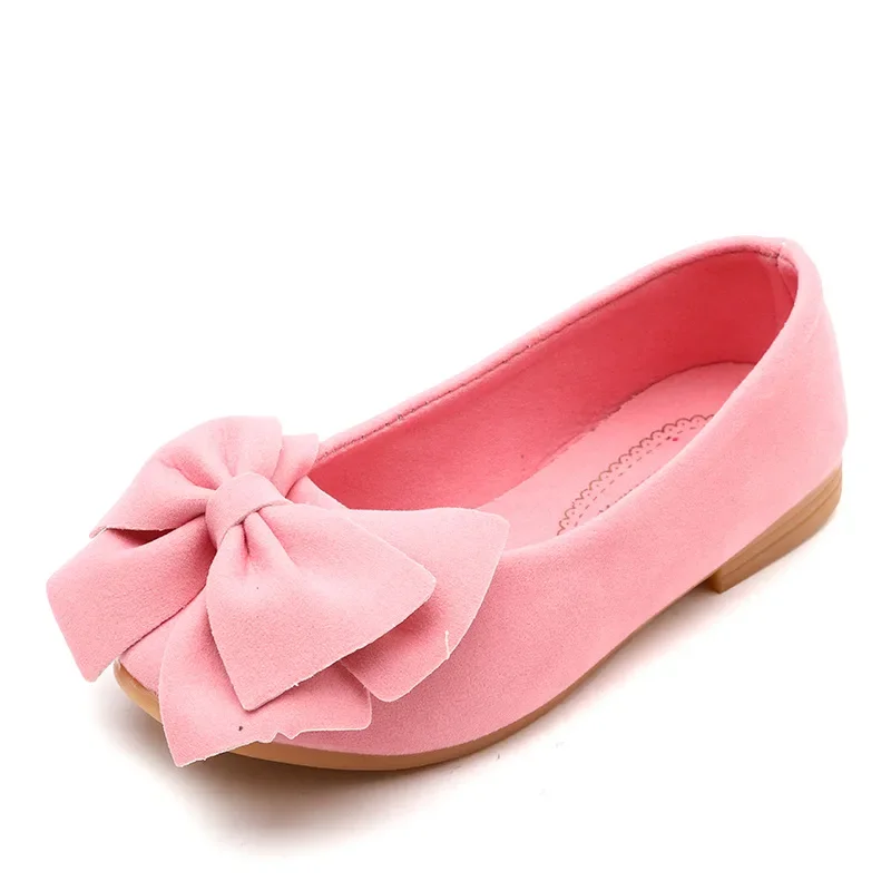 Baby Girls Shoes Princess Bow-knot Flock Fabric Spring Autumn Kids Flats Children Casual Loafers Candy Color Toddlers Shoes Soft