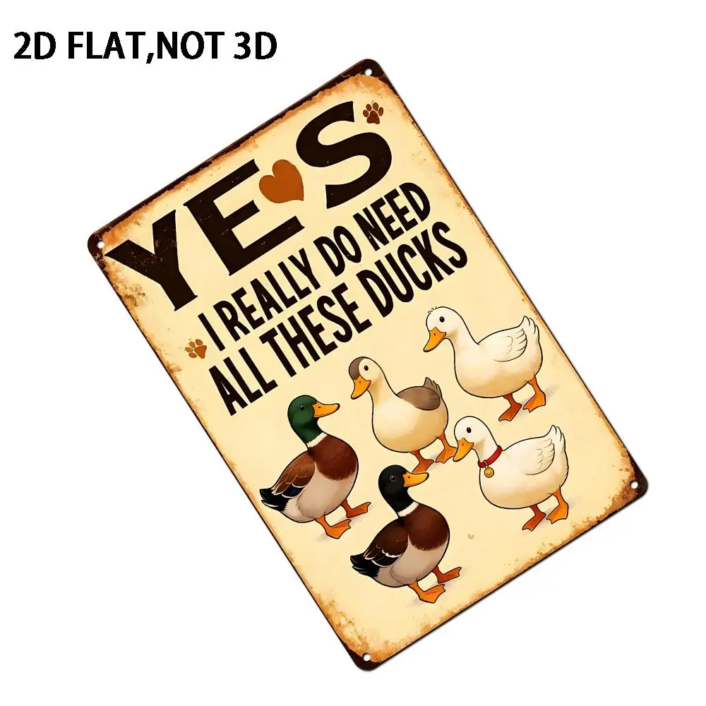 Vintage 2D Flat Duck Aluminum Wall Art 12x8 Waterproof Durable For Man Cave Home Decor