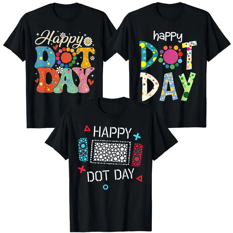 

Dot Day International Dot Day Kids Gamers Boys Girls Polka Dot T-Shirt Happy Dot Day Hippie Flowers Tee Game Controller Top Gift