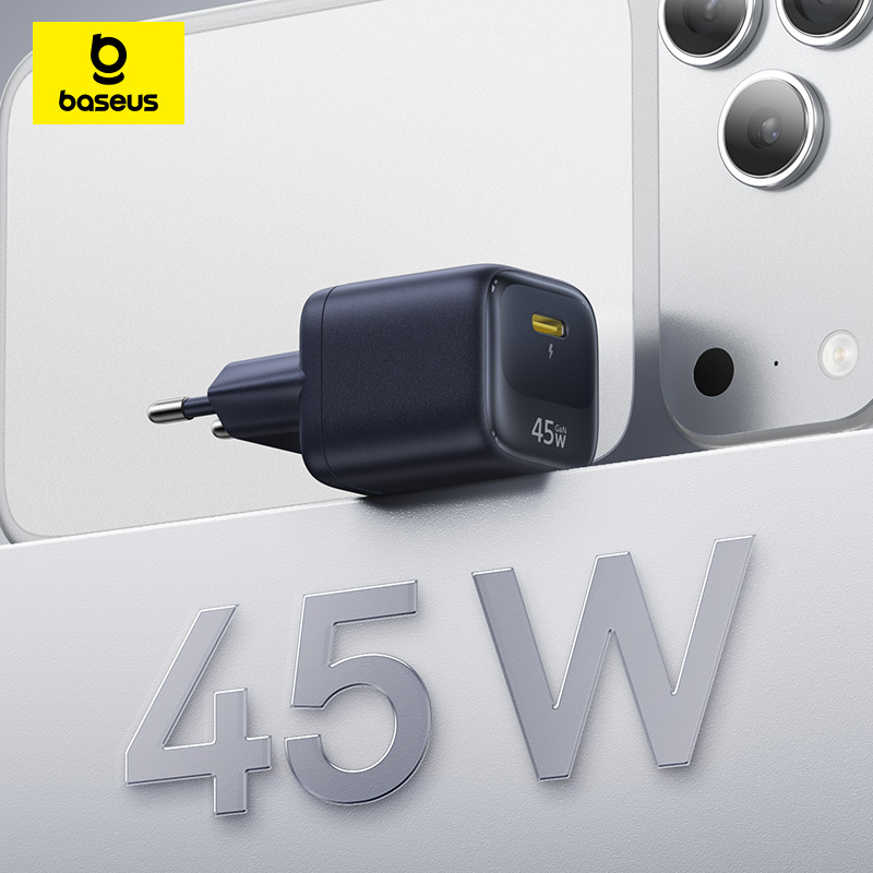  Baseus 45W GaN Charger For iPhone 17 16 15 Pro Max Samsung Galaxy Fast Charger Phone Charger USB C Charger Portable PD Charger 