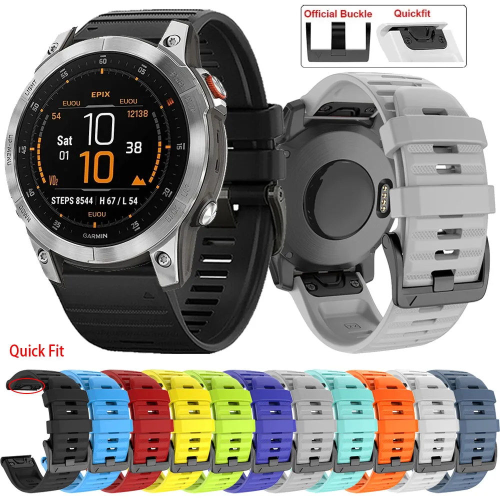 Quick Fit Sports Silicone Strap For Garmin Fenix 7X 7 6X 6 Pro/GPS 5 5X Plus 3 3HR Smartwatch Band Bracelet Wristbands 22mm 26mm