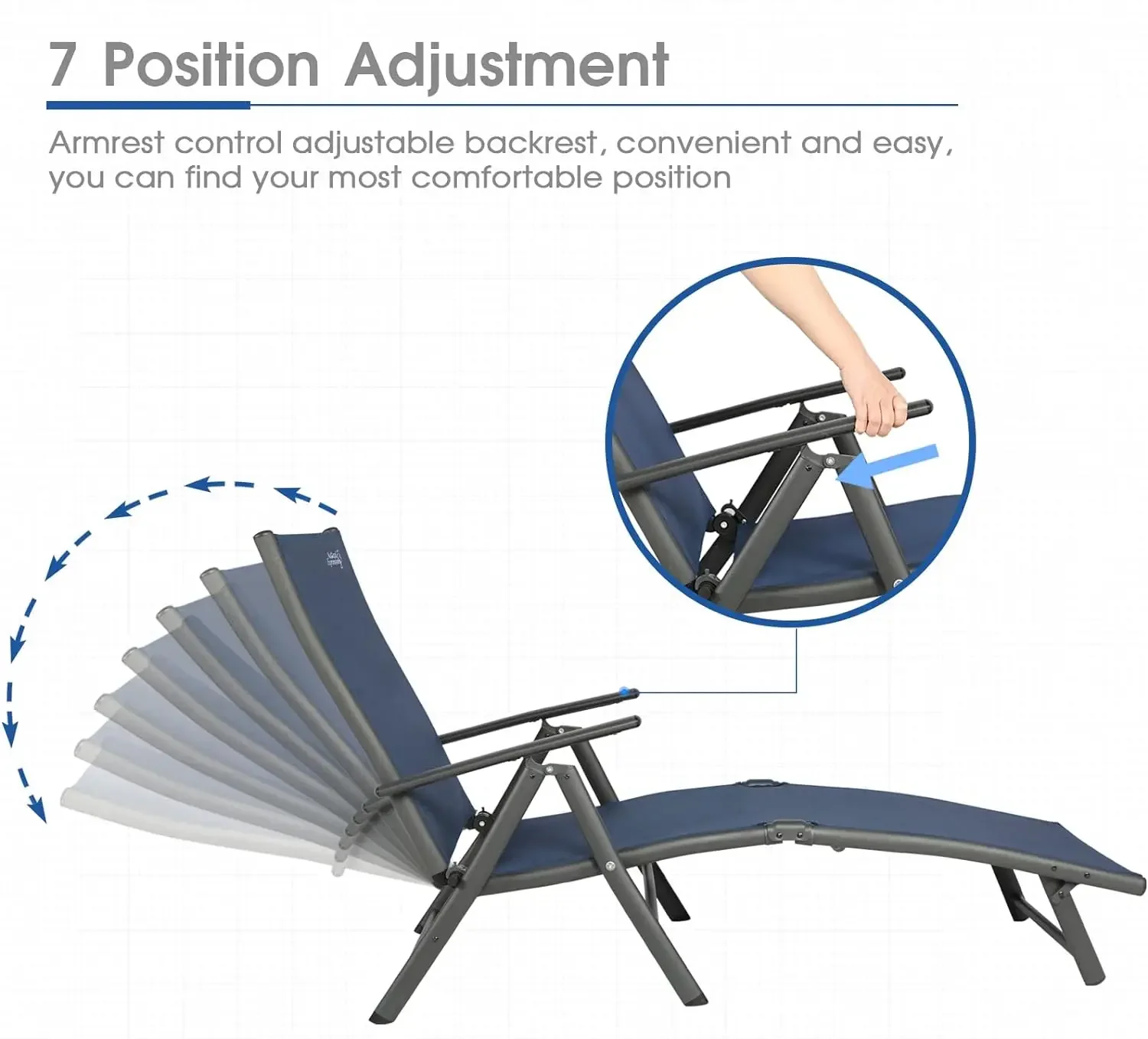 Outdoor Chaise Lounge Stoelen Voor Buiten, Aluminium Patio Ligstoel Zwembad Meubels Verstelbare Opvouwbare Fauteuil Voor Strand