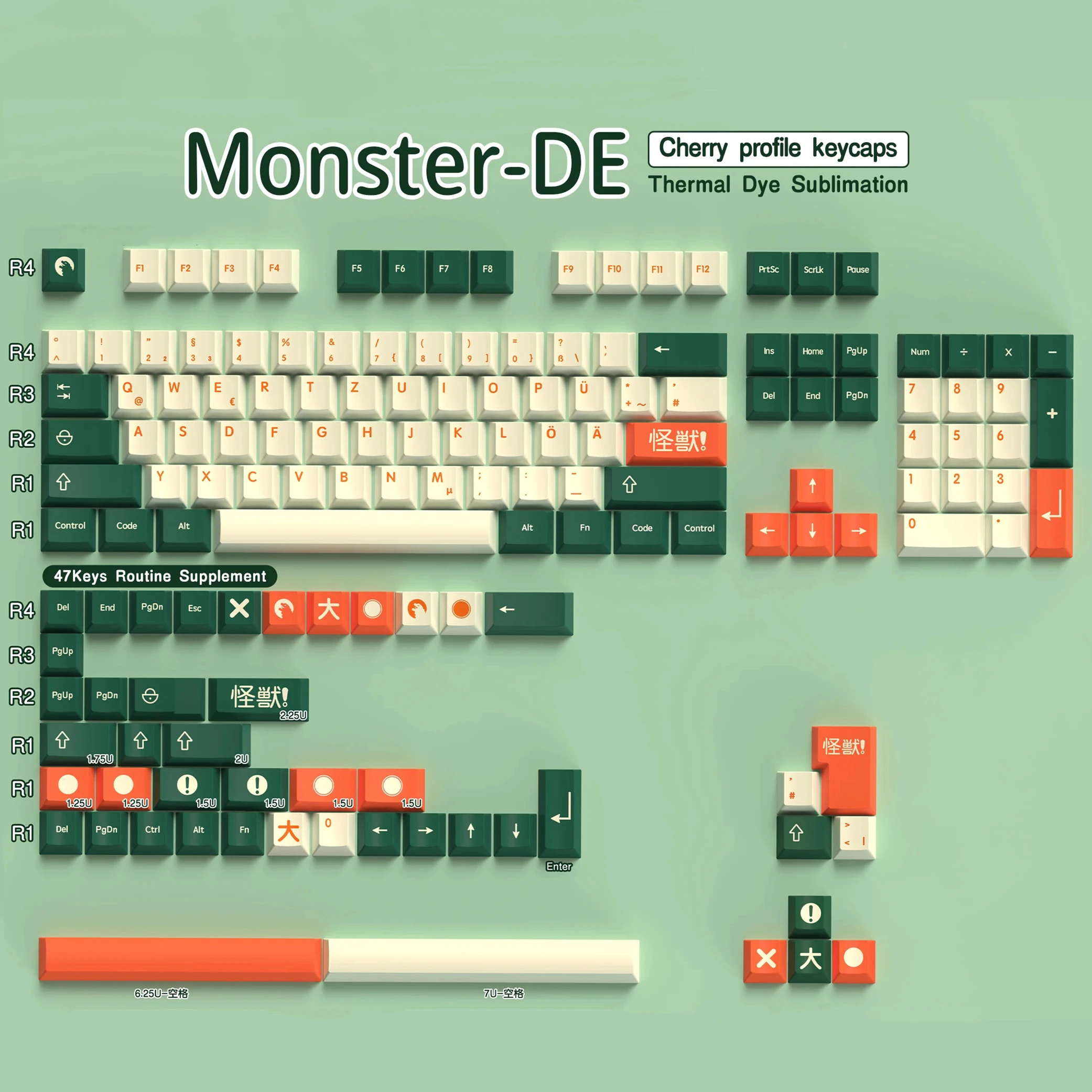 Imagem -04 - Teclado Alemão Keycaps Perfil Cereja Pbt Sub Dye Iso Layout de 136156 Teclas Teclado Mecânico Espaço 7u