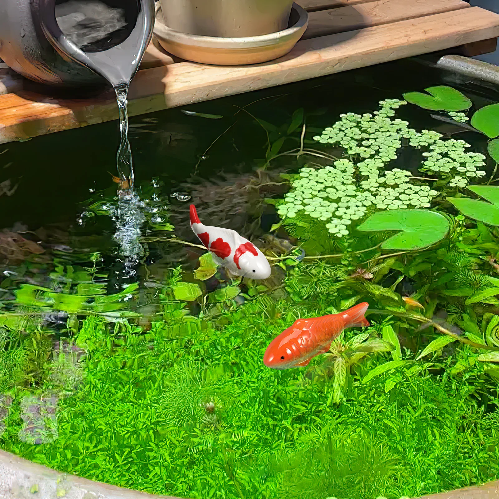 

2 Pcs Fish Tank Ornament Small Ceramic Floating Glass Figurines Miss Cartoon Adorn