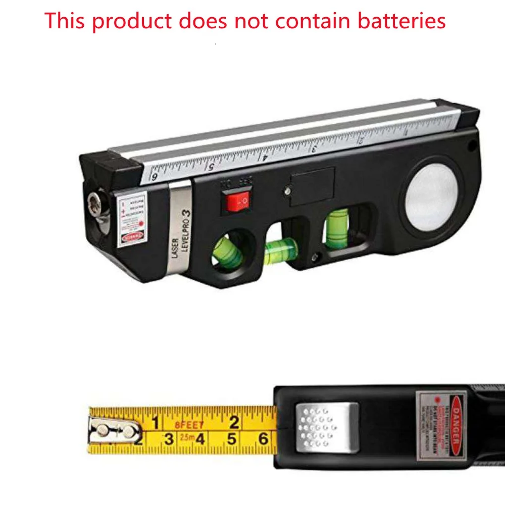 New Laser Level Horizon Vertical Measure 8FT Aligner Standard and Metric Rulers Multipurpose Measure Level Laser Black