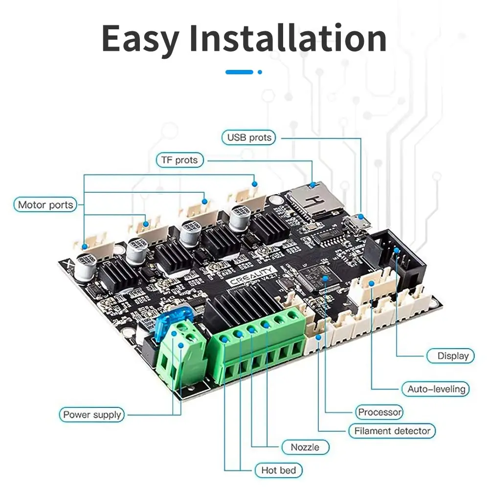 Creality 3d Printer Ender 3 Opgewaardeerd Stille Bord Moederbord V4.2.7 Met Tmc2225 Driver Marlin 2.0.1 Voor Ender 3 Serie