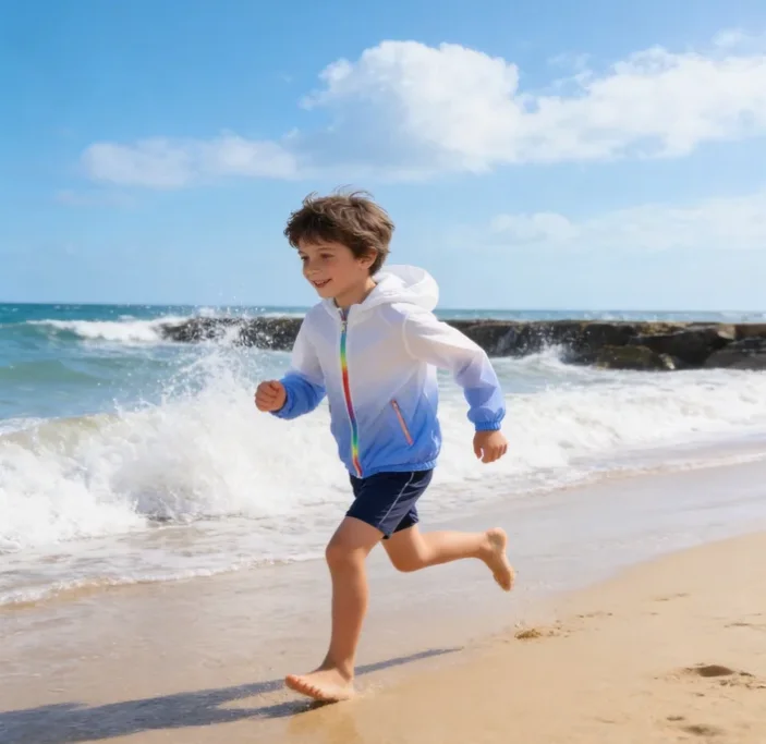 New Summer Style Boys' lightweight and anti Roll Clothes, Fashionable Solid Color Hooded Jacket, Children's Clothing