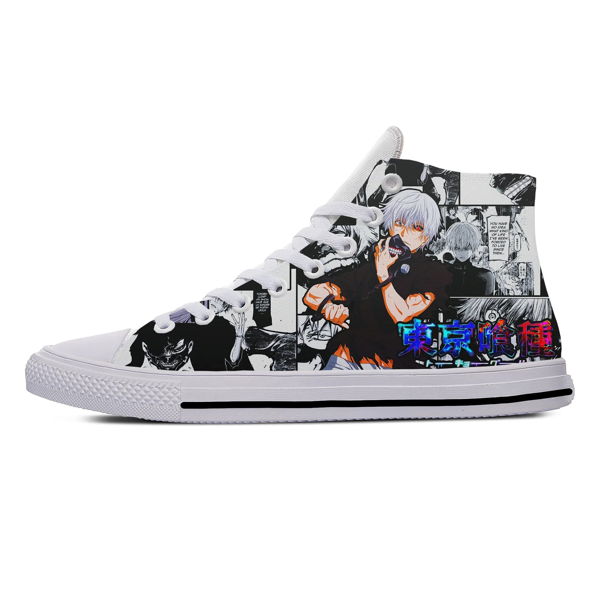 

Hot Summer Cool Anime Manga Kaneki Ken Tokyo Ghoul Funny Casual Shoes Men Women Fashion Sneakers High Top Classic Board Shoes