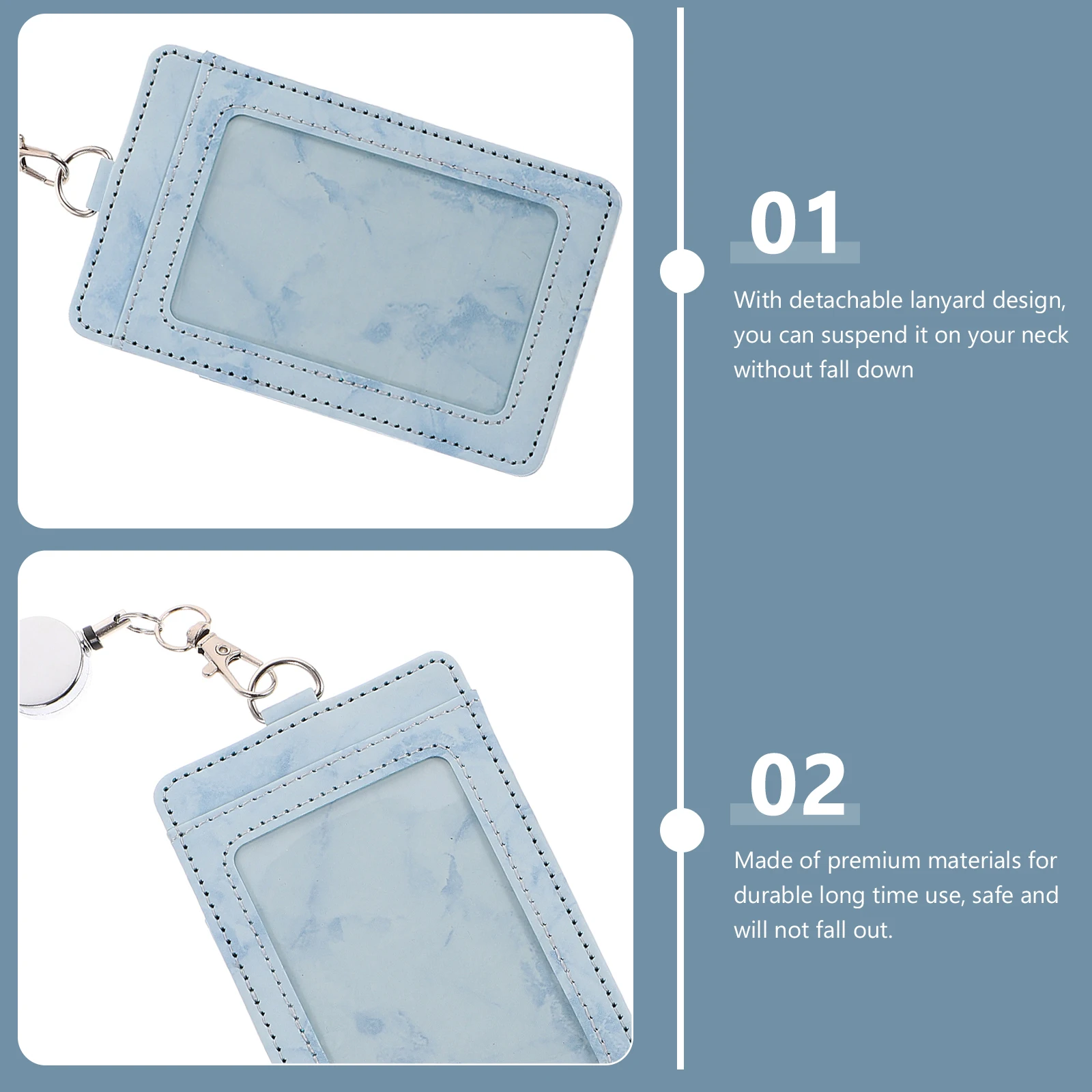 

Lanyard Retractable Marble Pattern Hanging Sign Badge Reel Holder Protective Case Student
