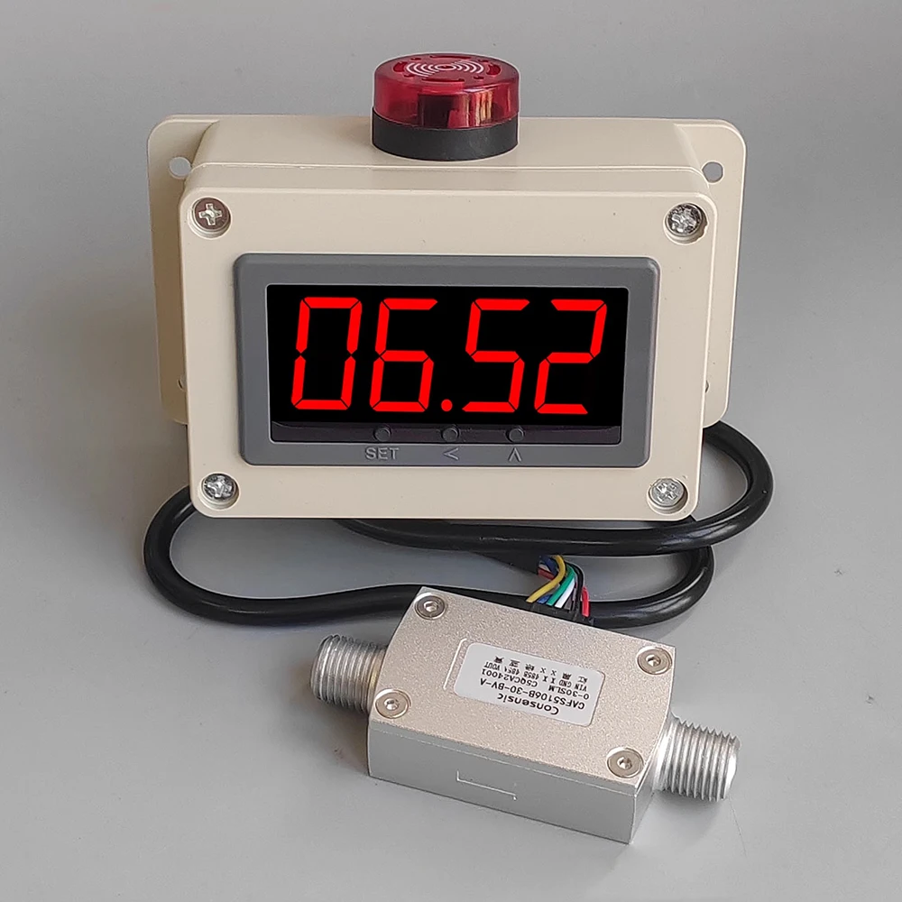 

Digital Display Gas Flow Monitor Meter - Air Flow Sensor G1/4 Threaded with Alarm (1-50L/MIN) for Pipeline, Flow Switch