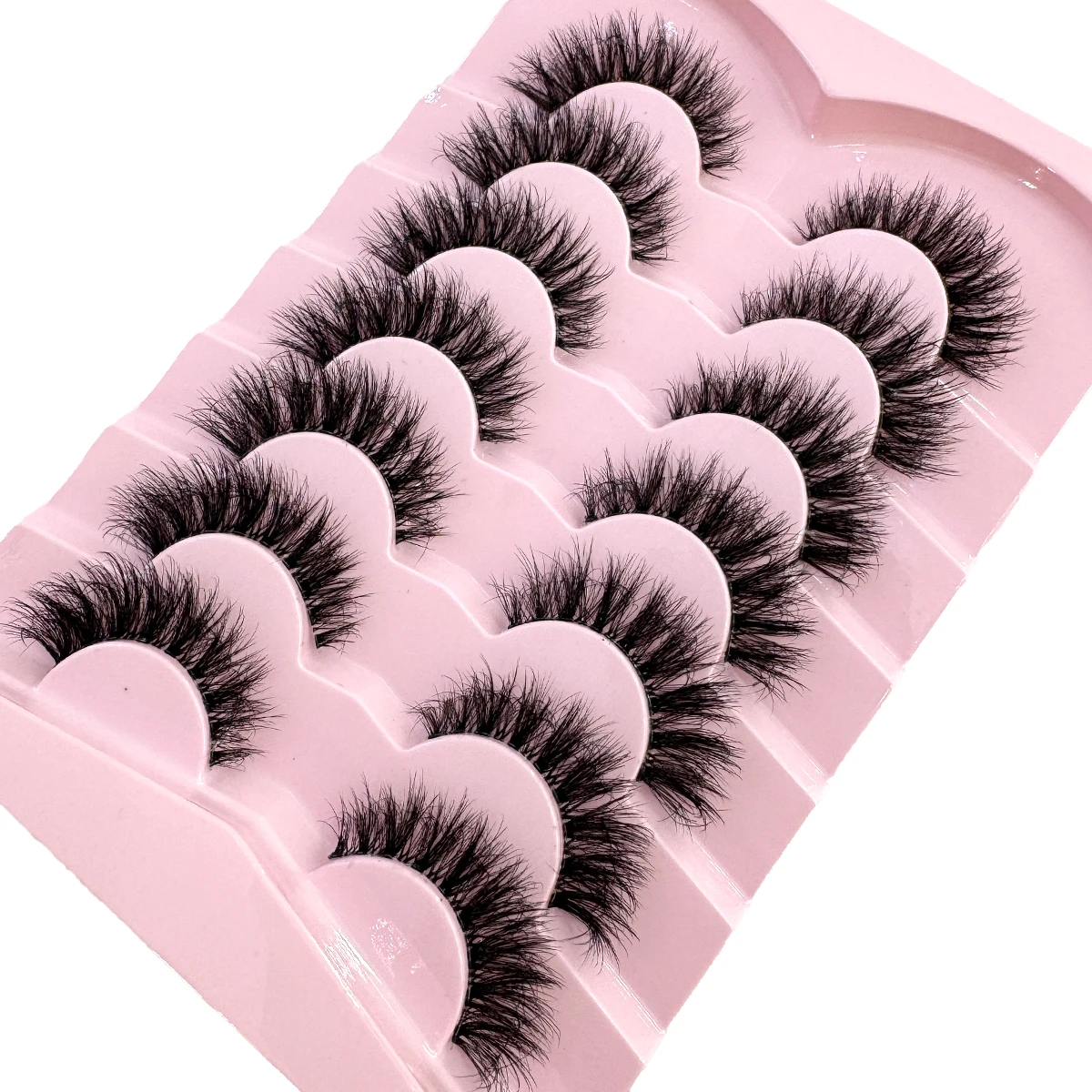 HBZGTLAD 7 Paar Katzenaugen-Wimpern, Natürliche Lange Wimpern mit Klarem Band, Flügelendes Ende, Verlängerte Augenwimpern, Kunstnerz-Wimpern für Make-up – Detail 5