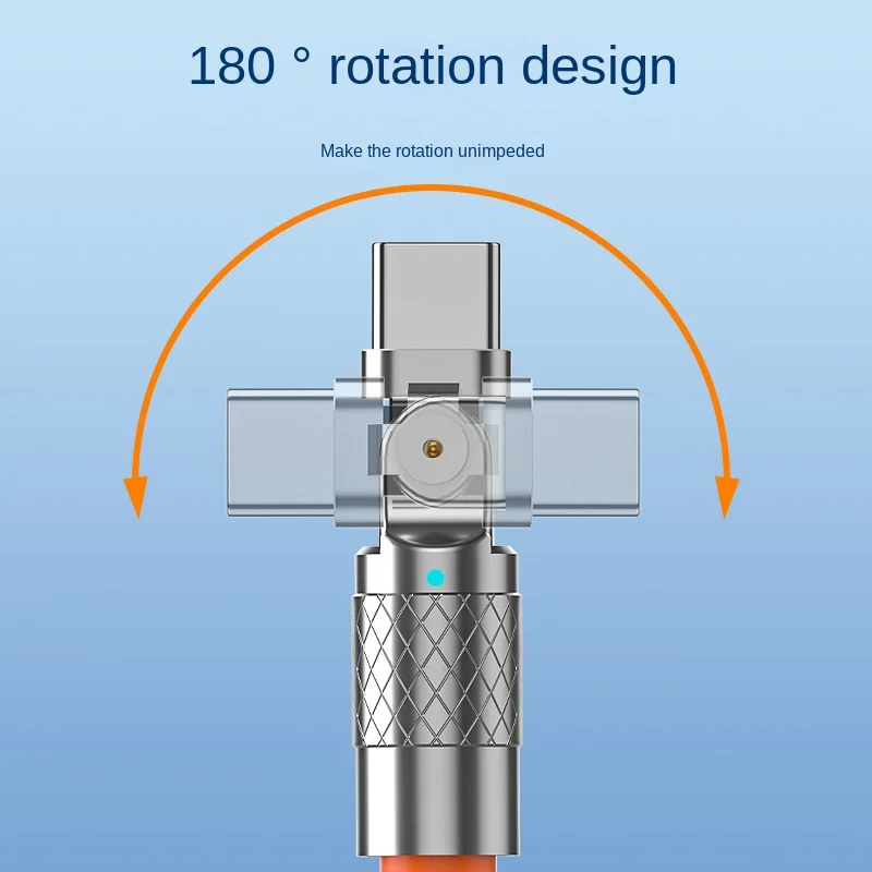 180-degree swivel elbow fast charging data cable game mobile game charging cable liquid zinc alloy chassis geek line wholesale