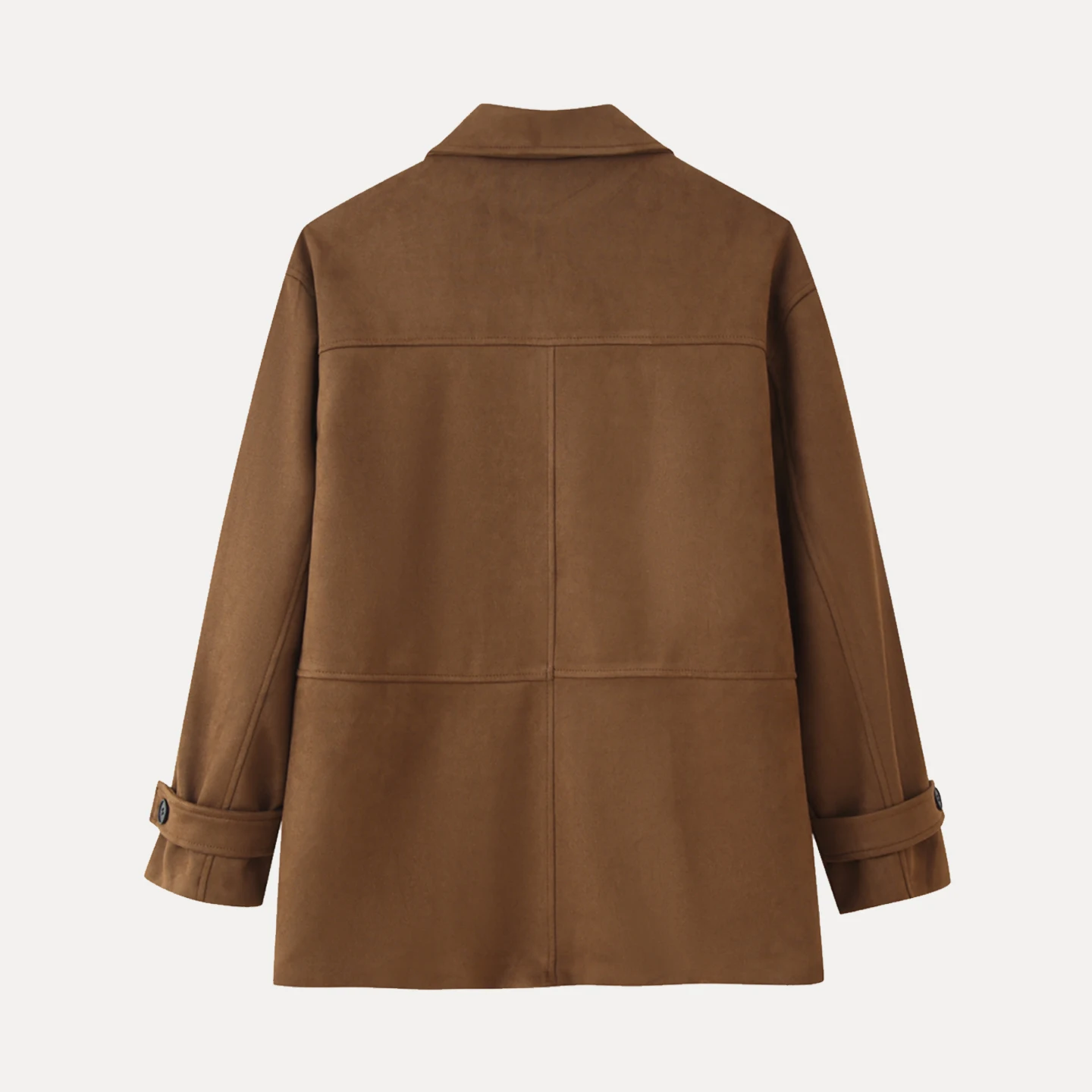 เสื้อโค้ทหนังกลับแบบกระดุมเดียวทรงยาว สไตล์เรียบง่าย แฟชั่นใหม่สำหรับผู้หญิง ฤดูใบไม้ร่วง ทรงเข้ารูป ความยาวปานกลาง