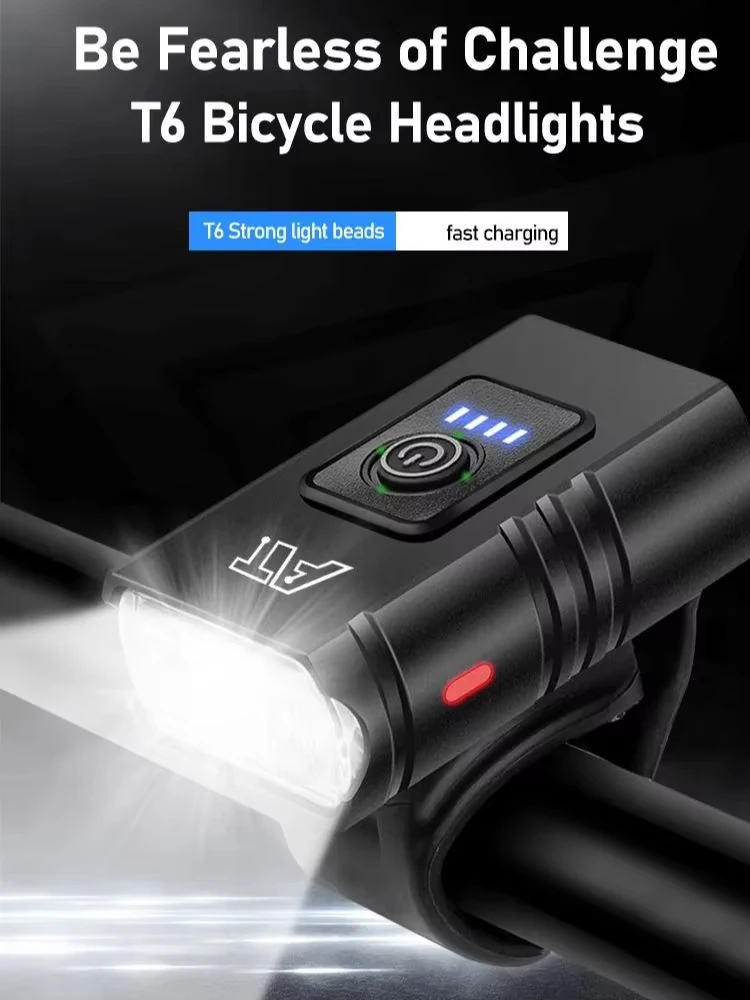 AliExpress cycle zone Bike Light T6 LED Bicycle Front Lamp Type-C Rechargeable MTB Headlight Flashlight Waterproof Outdoors Night Cycling Accessories