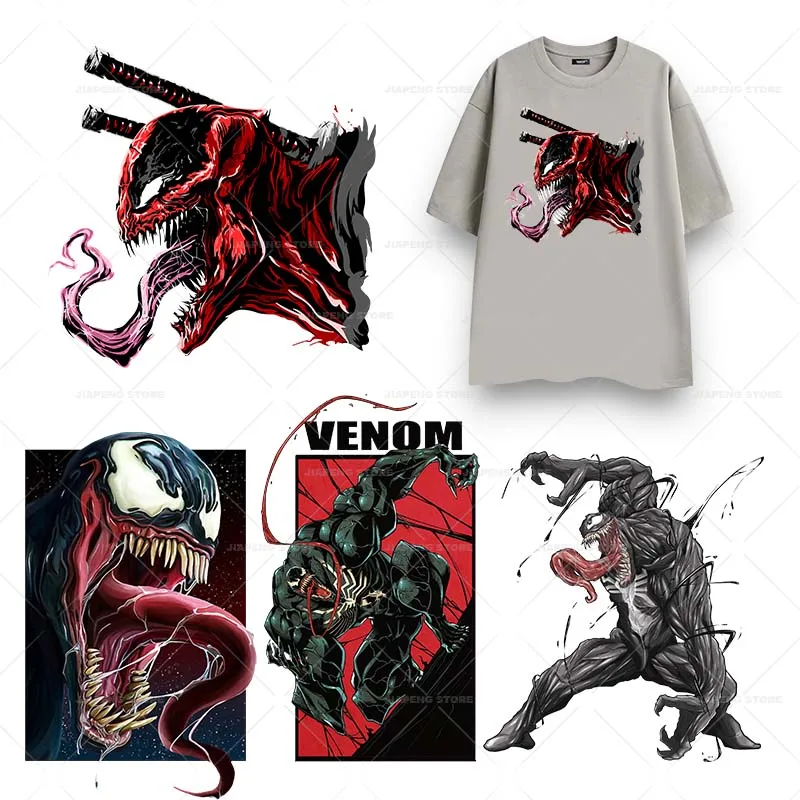 Disney Superhero Venom Cartoon Patches Appliques Thermal Stickers for Clothes Iron on Transfer on Clothing Bag Cool Decor Diy