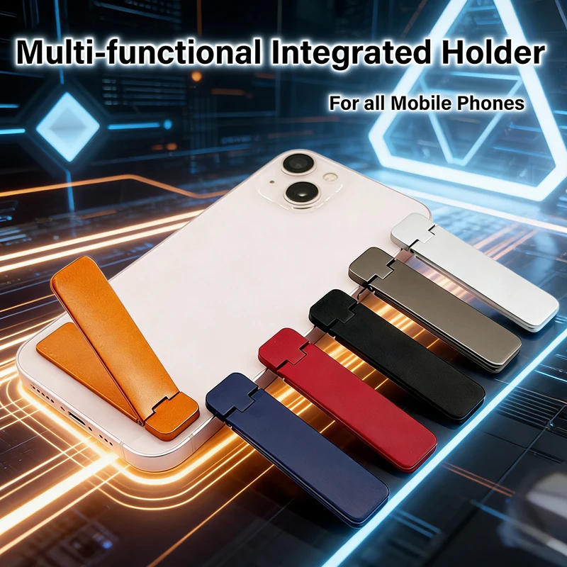 Universal Ultra-thin Metal Holder for iPhone Samsung Desktop Sticker Folding Bracket Smartphone Accessories Portable Alloy Stand