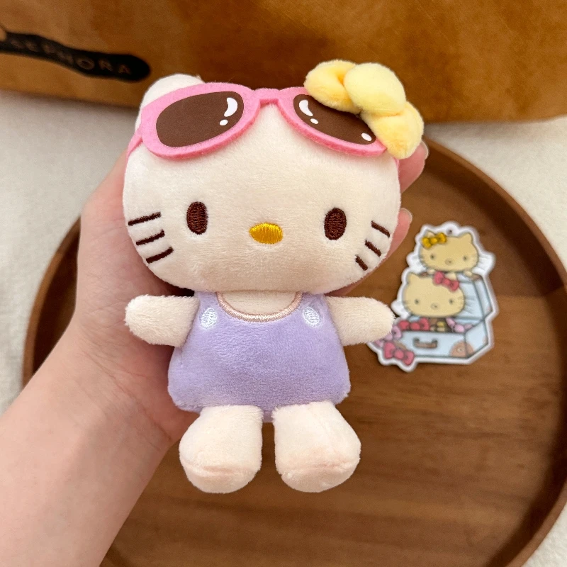 

Cute Sanrio Hello Kitty with Sunglasses & Vest Keychain Bag Charm Backpack Doll Ornament Gift for Girls