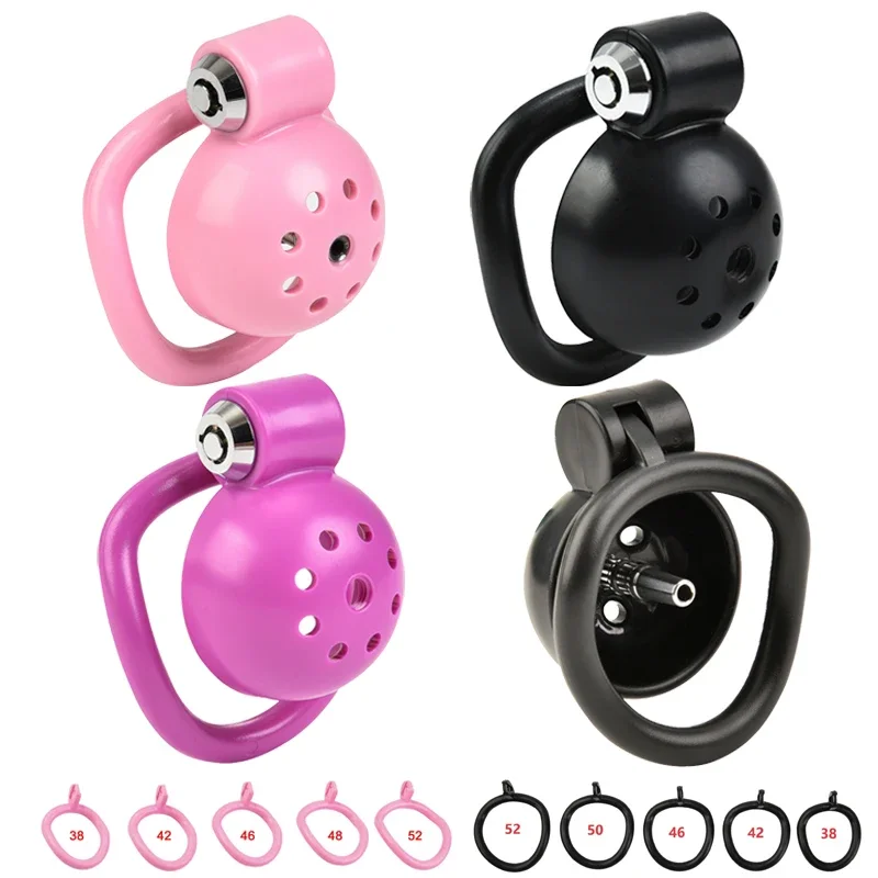 ABS Chastity Cage with 5 Rings Cock Cage Adult Sex Toy Penis Bondage Urethral Lock with Plug Male Cuckold Fetish Erotic BDSM Toy