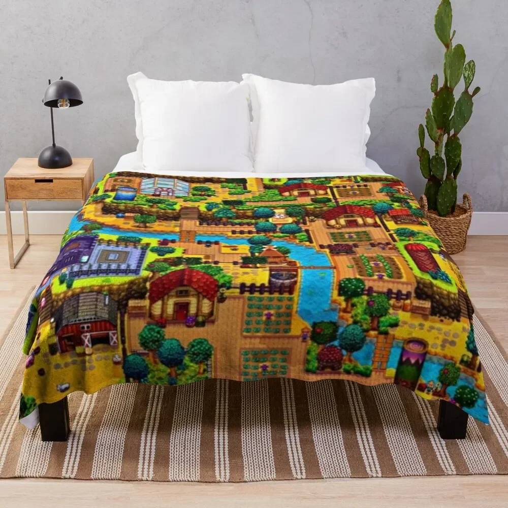 

Stardew valley map Throw Blanket Sofa Quilt christmas decoration Hair Cute Plaid Fluffy Shaggy Blankets