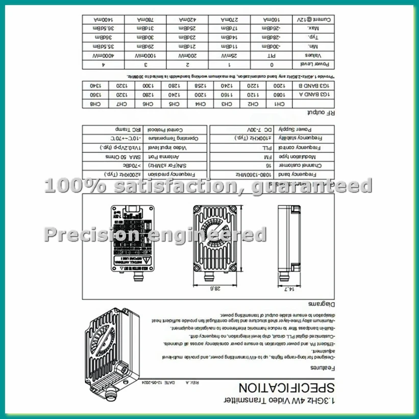 

Аудио-видео передатчик FPV 1.2G 1.3G 4W V2 VTX с всенаправленной антенной SMA для радиоуправляемых FPV дронов дальнего радиуса действия - TCES