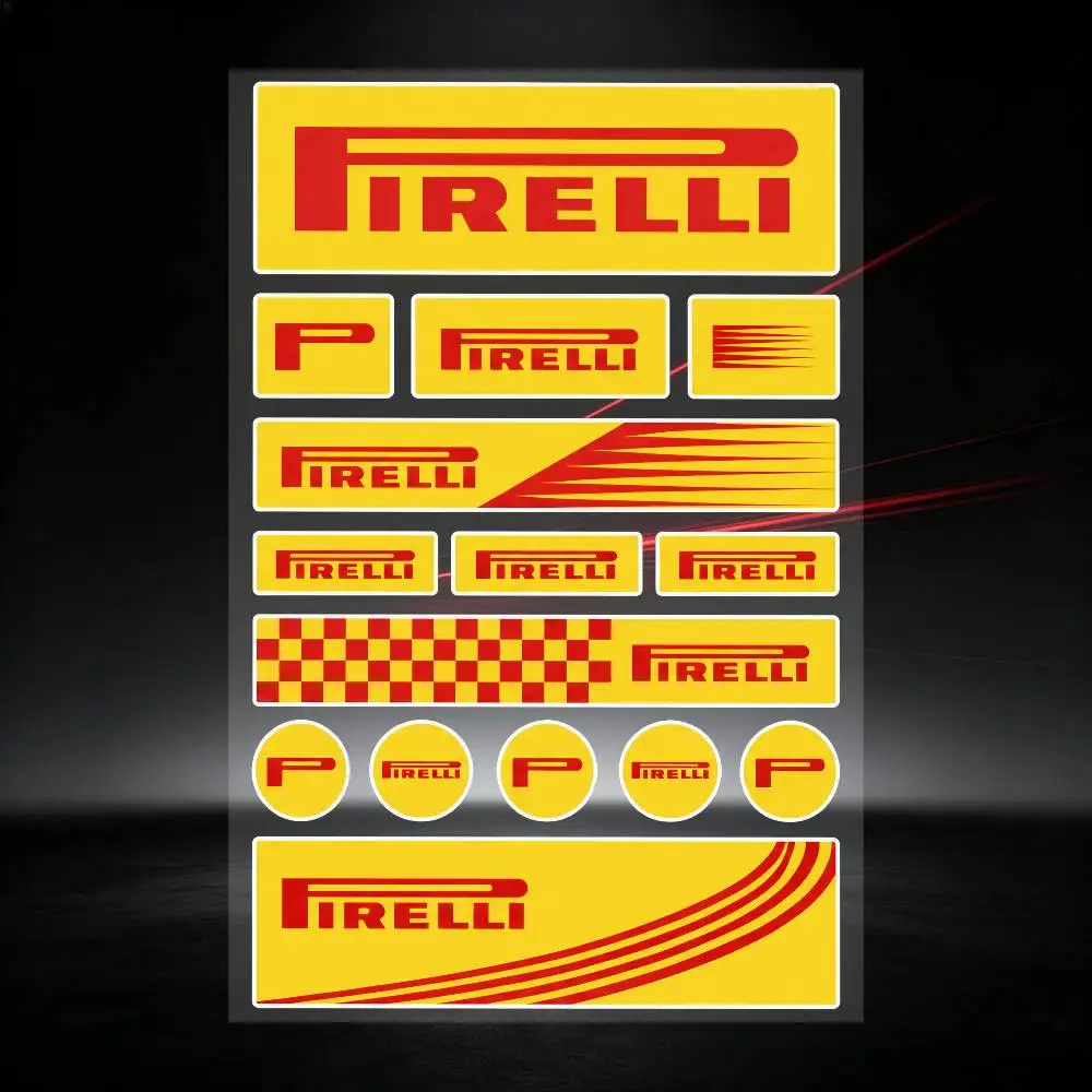 PIRELLI Multi Scene Waterproof Reflective Scratch Cover Stickers Fit Auto Motorcycle Helmet Refrigerator