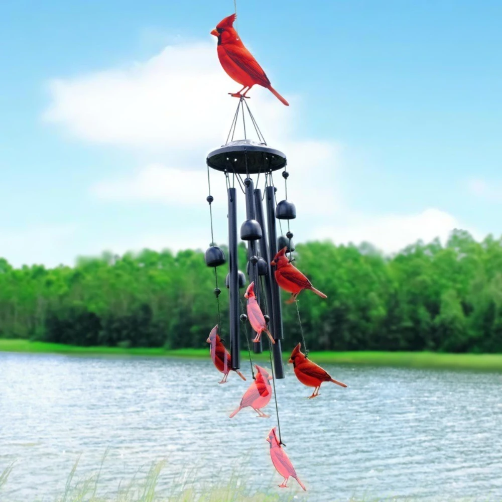 

Red Sparrow Wind Chime Outdoor Metal Wind Chime Garden Courtyard Vintage Chord Blacony Yard Wall Hanging Decoration Figurines