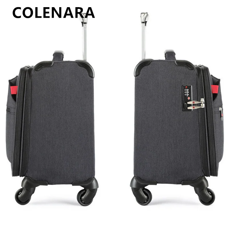 

COLENARA Cabin Suitcase 18 Inches Boarding Box Oxford Cloth Trolley Case Men's Business Password Box with Wheels Rolling Luggage