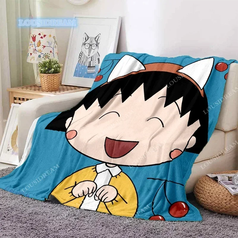 Cute anime Chibi Maruko-chan soft Flannel thin blanket bed sofa cover bed sheet home decoration picnic blanket  throw blanket