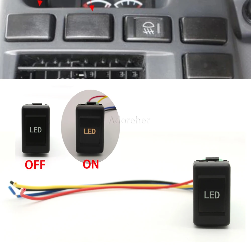 Car Orange Light LED Light Switch Button Switch with Connect Wire For Isuzu KV100 700P Car Refitted